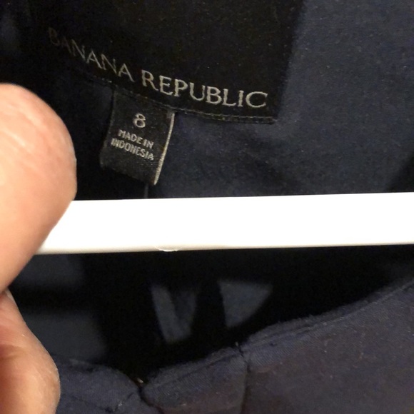 Poly rayon navy blue fully lined blazer. 3/4 Ruffled bell sleeves no show hooks - Picture 6 of 7